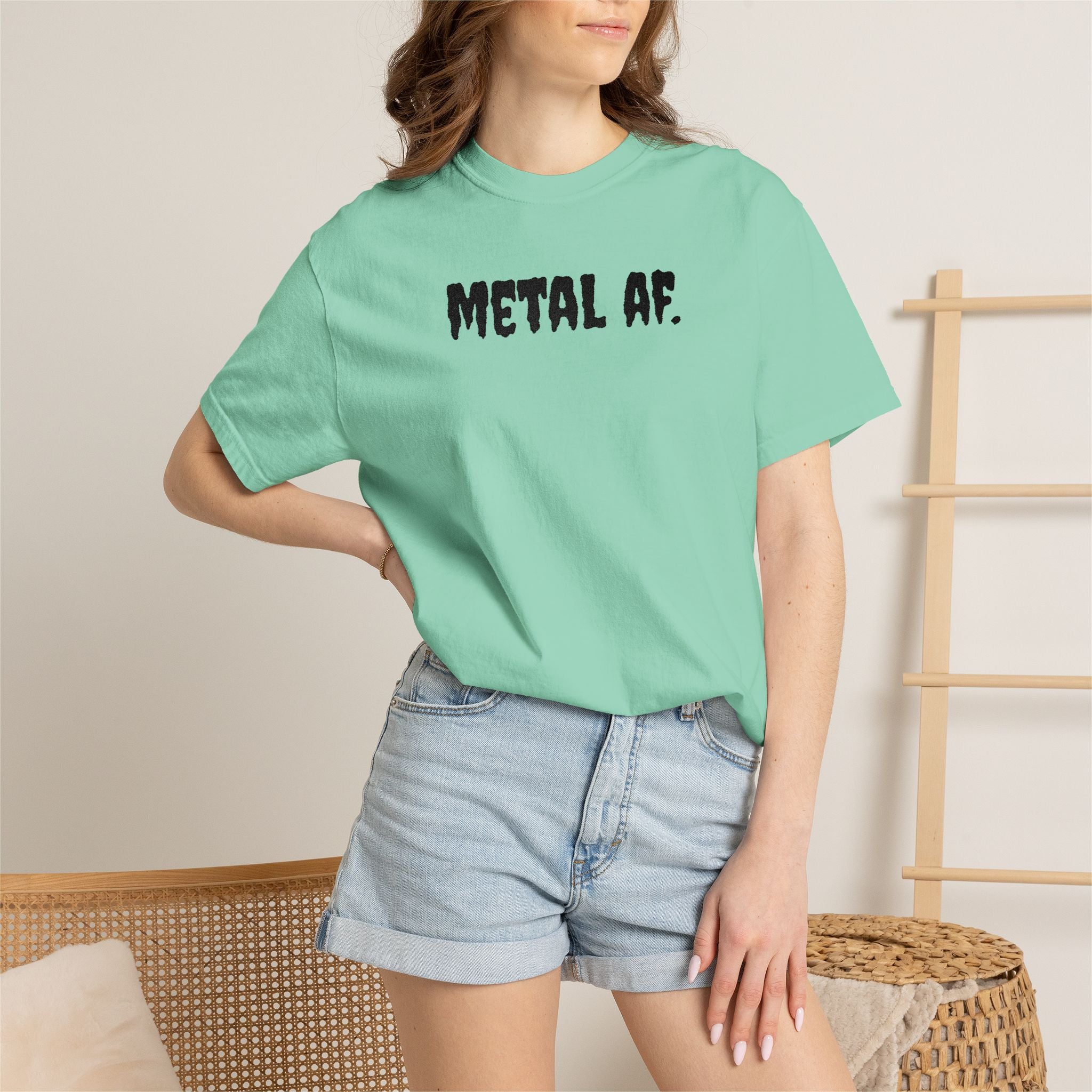 "Metal AF." Cool Embroidered T-Shirt