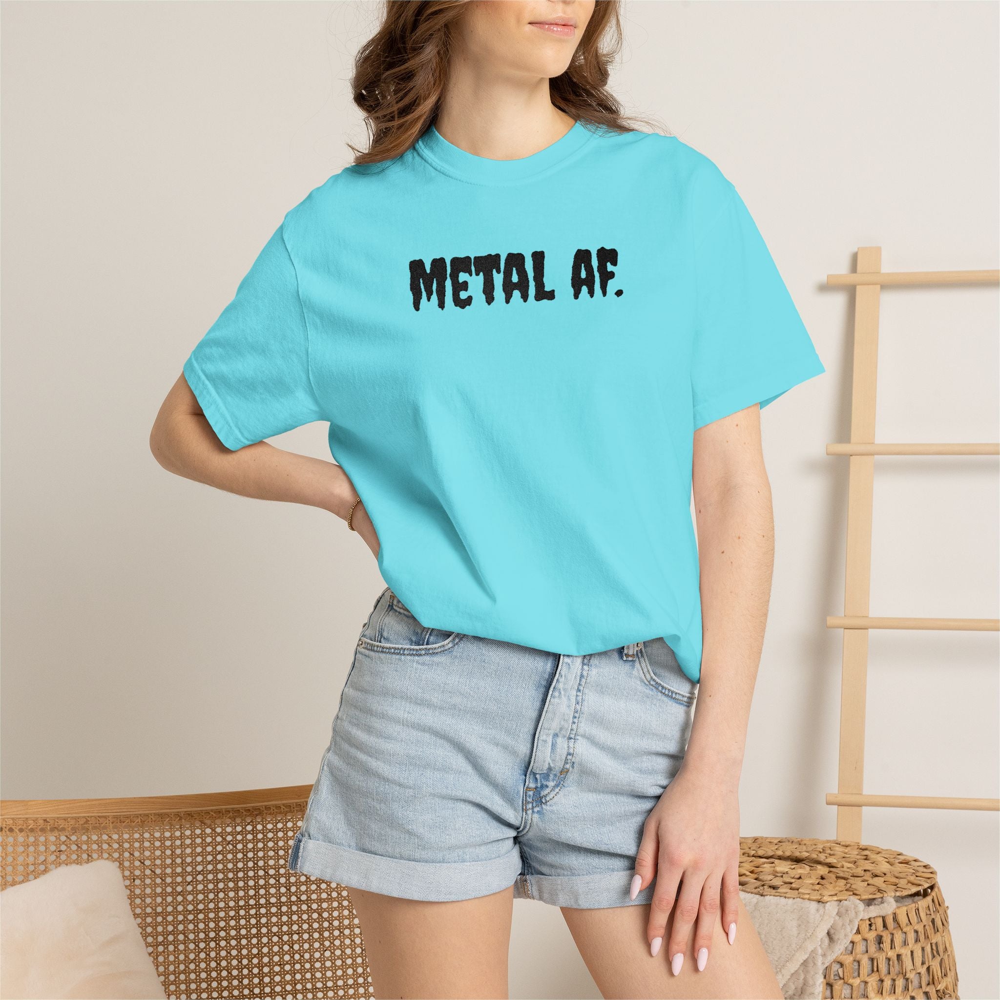 "Metal AF." Cool Embroidered T-Shirt