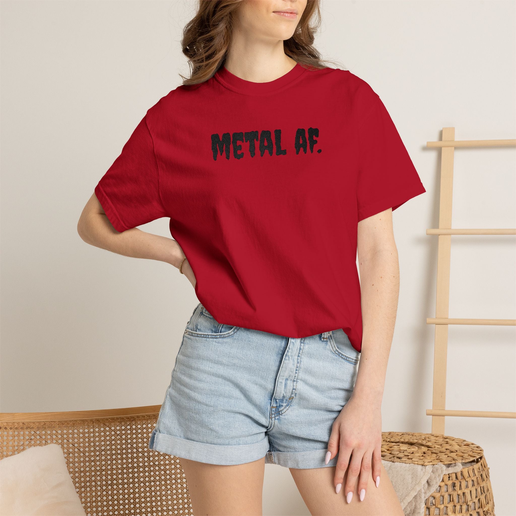"Metal AF." Cool Embroidered T-Shirt