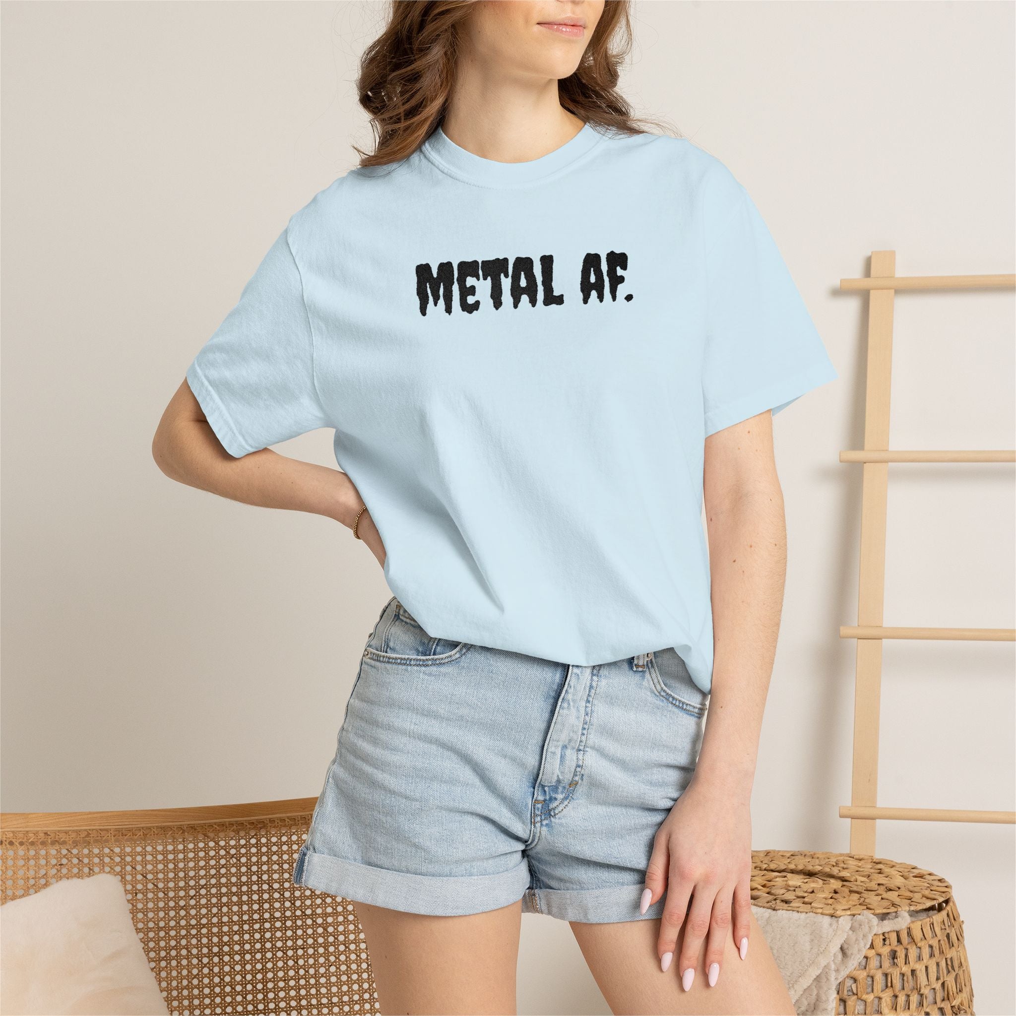 "Metal AF." Cool Embroidered T-Shirt
