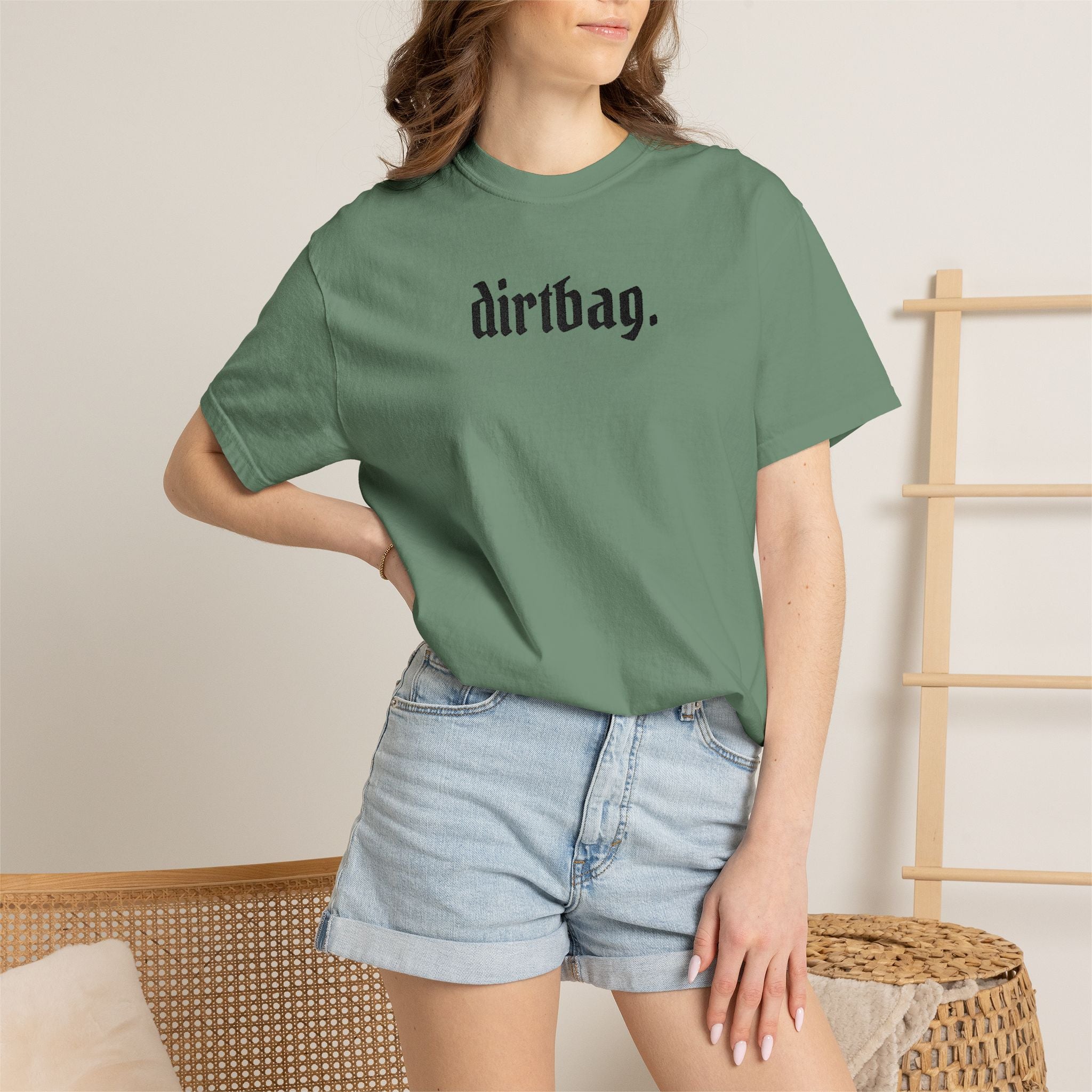 "dirtbag." Cool Embroidered T-Shirt