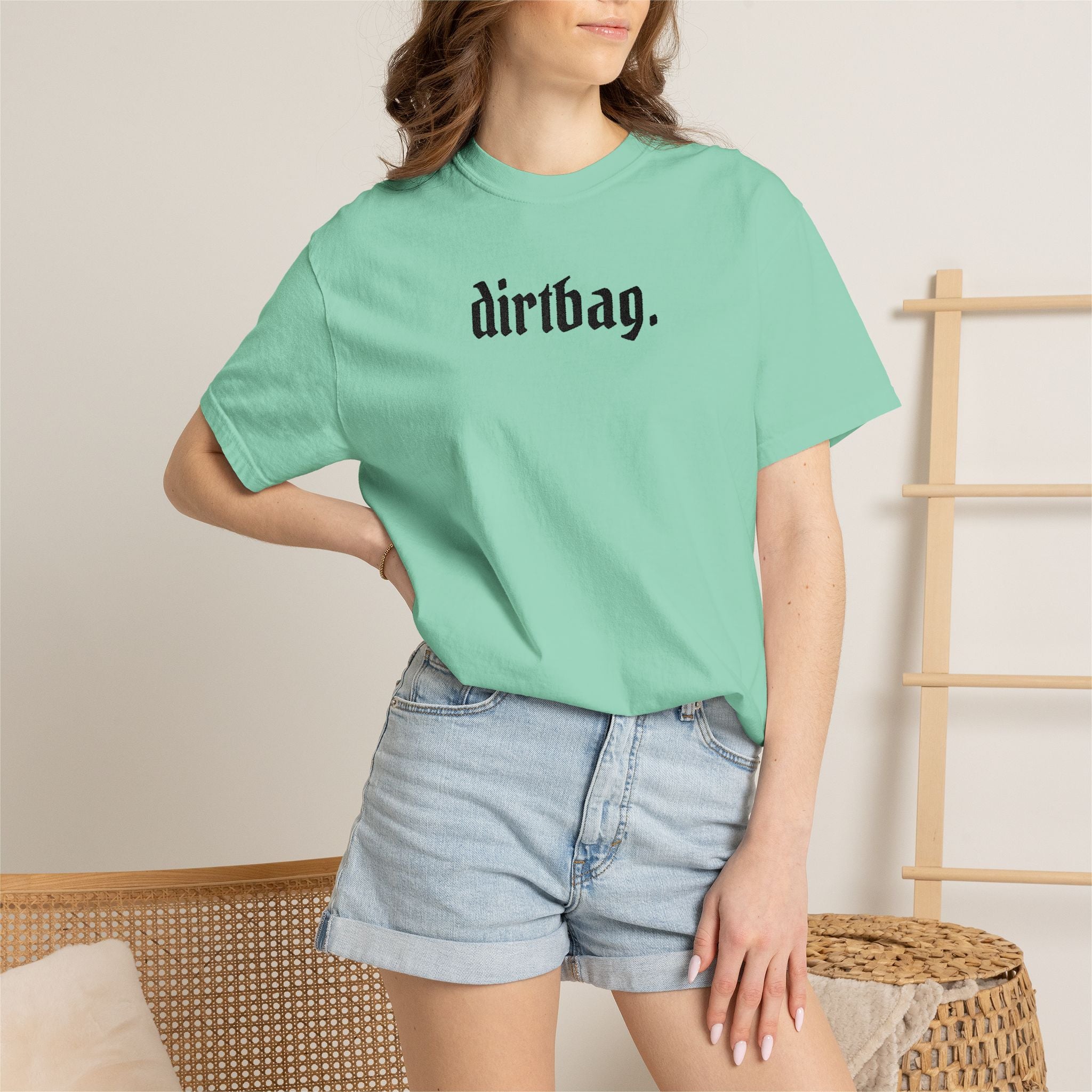 "dirtbag." Cool Embroidered T-Shirt