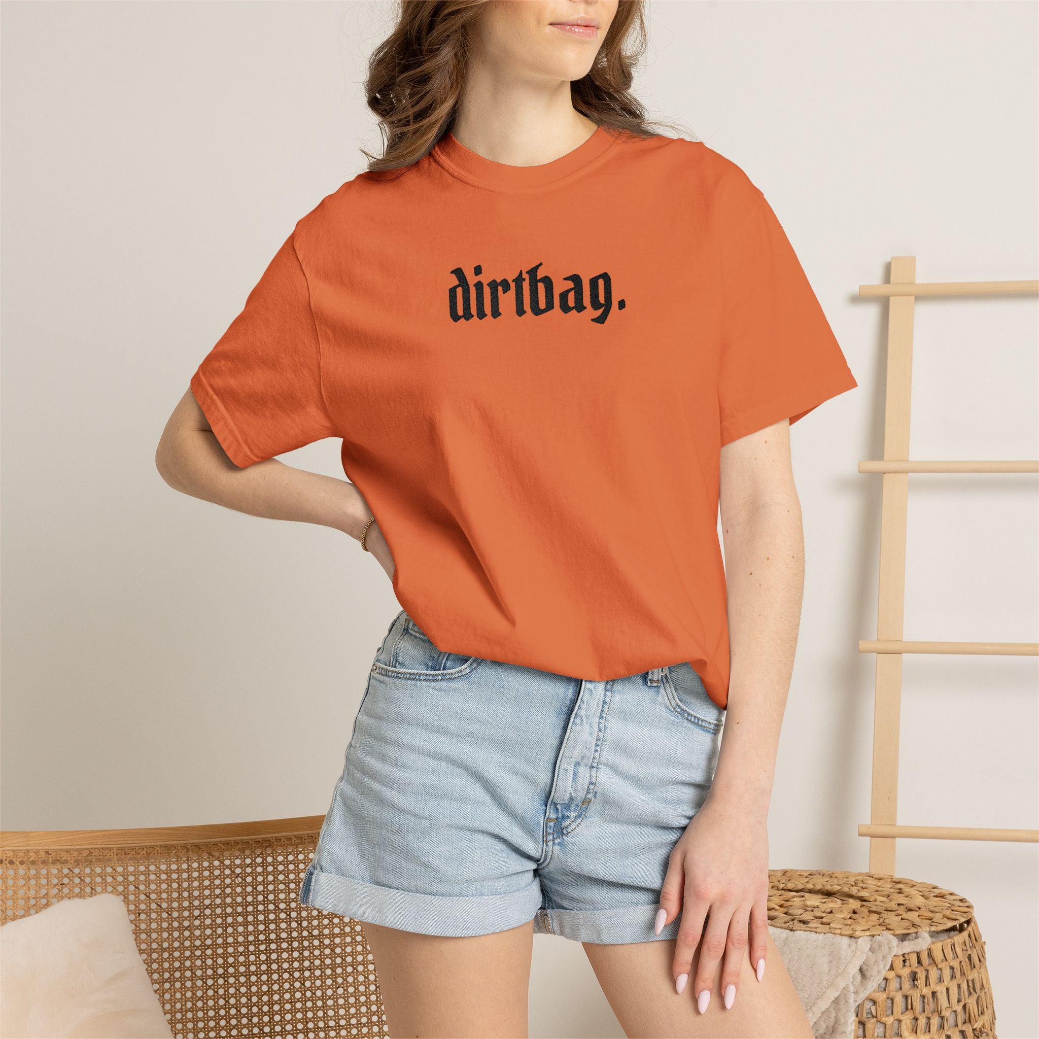 "dirtbag." Cool Embroidered T-Shirt