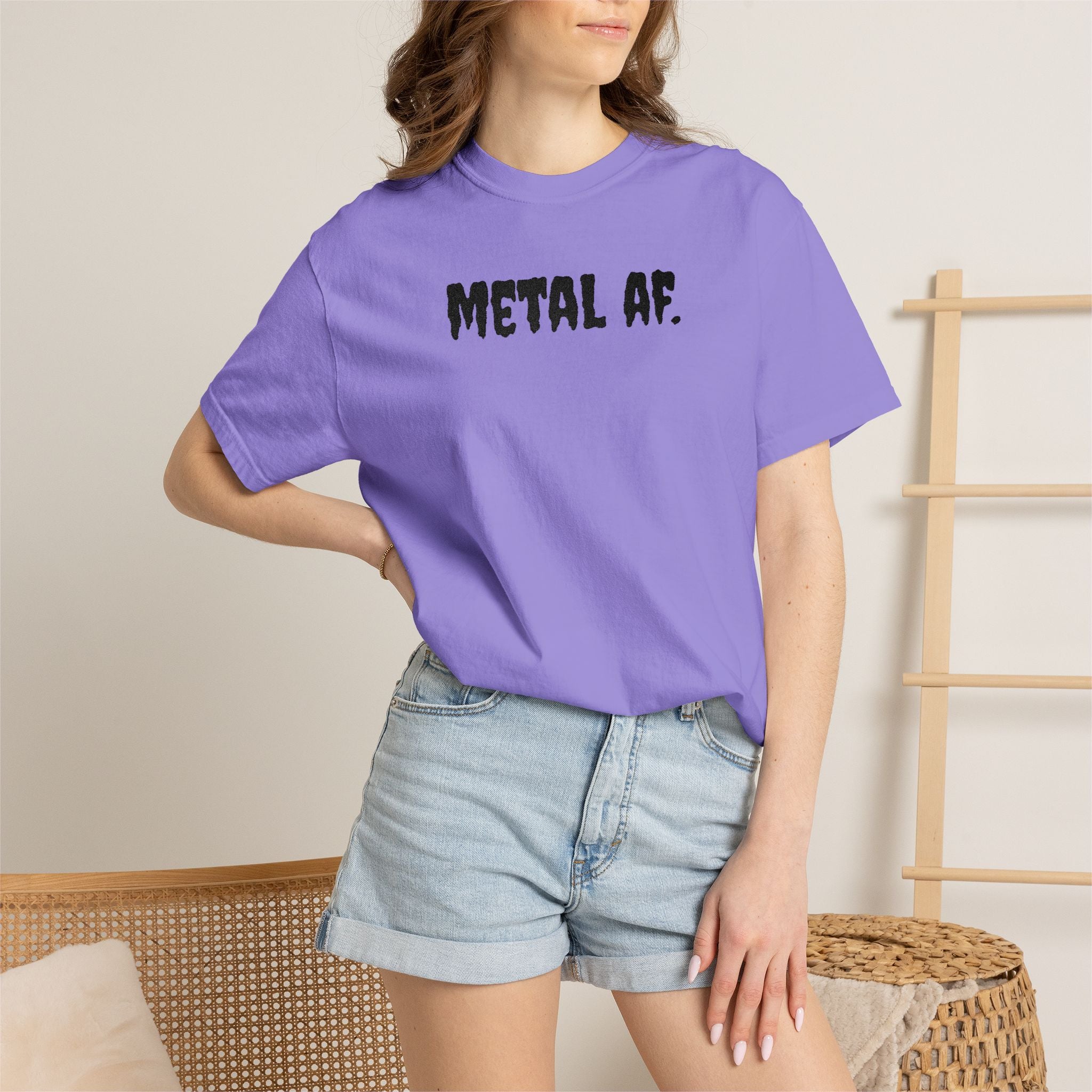 "Metal AF." Cool Embroidered T-Shirt